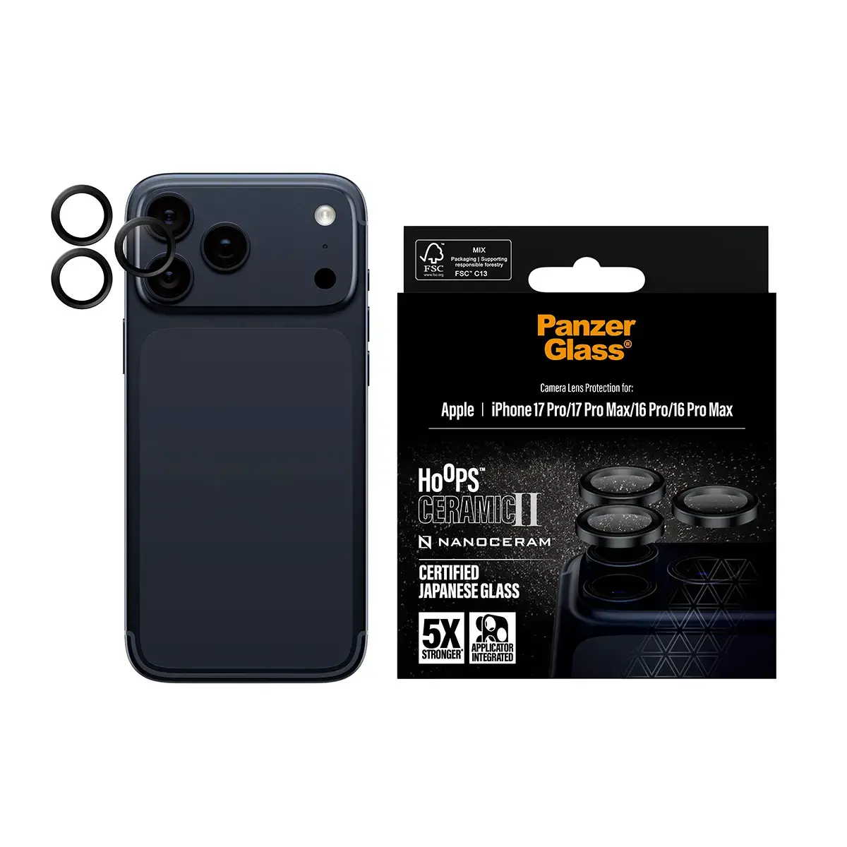 Защитное стекло для камеры PanzerGlass Hoops Ceramic II iPhone 17 Pro Max Photo 2