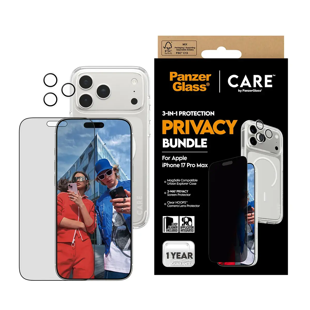 PanzerGlass CARE 3‑in‑1 Privacy komplekts iPhone 17 Pro Max Photo 2