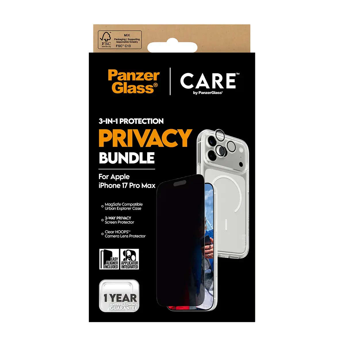 PanzerGlass CARE 3‑in‑1 Privacy komplekts iPhone 17 Pro Max Photo 3