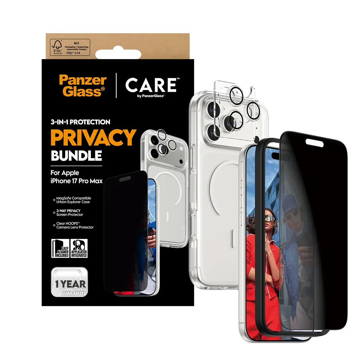 PanzerGlass CARE 3‑in‑1 Privacy komplekts iPhone 17 Pro Max Photo 6