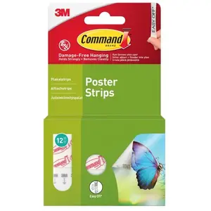 Adhesive Poster Strips 3M 7100336670, pack of 12 for hanging posters and lightweight frames
