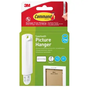 Picture hanger 3M Command Sawtooth 1 hook white with 2 adhesive strips