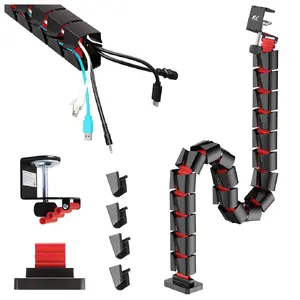 Cable organizer Nano RS RS125 1345 mm, 20-segment under-desk cable tray, black/red, ABS & steel