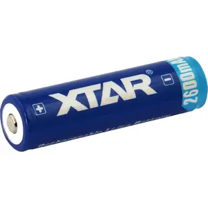 Rechargeable Li-ion 18650 battery XTAR 2600mAh 3.7V — 1 pc, 68.2 mm × 26.2 mm