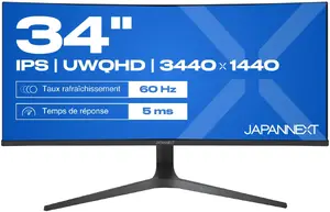 Монитор JAPANNEXT JN-IPS340UWQHD60C-C65W-HS-W 34" Изогнутый IPS UWQHD, класс энергопотребления E
