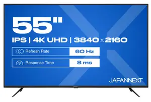 JAPANNEXT JN-IPS550UHD60F Datora monitors 55 collas 3840 x 2160 pikseļi 4K Ultra HD IPS LCD Melns Iebūvēti skaļruņi VESA 3x HDMI
