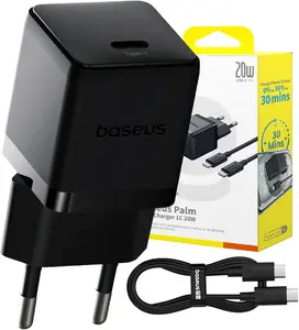Сетевое зарядное USB-C Baseus Palm 1C 20W с кабелем Baseus Mini White 60W 1 м