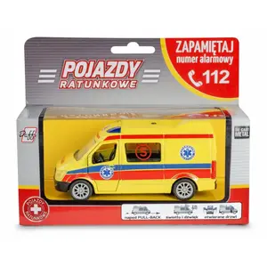 Glābšanas transports Daffi B-433 — rotaļlieta-ambulance ar reālistisku dizainu un veramām durvīm