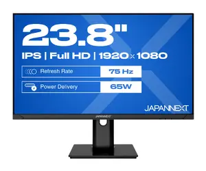 Компьютерный монитор JAPANNEXT JN-IPS238FHDR-C65W-HSP 23.8 дюйма Full HD IPS LED 1920 x 1080 пикселей черный с зарядкой USB-C 65Вт и регулировкой высоты