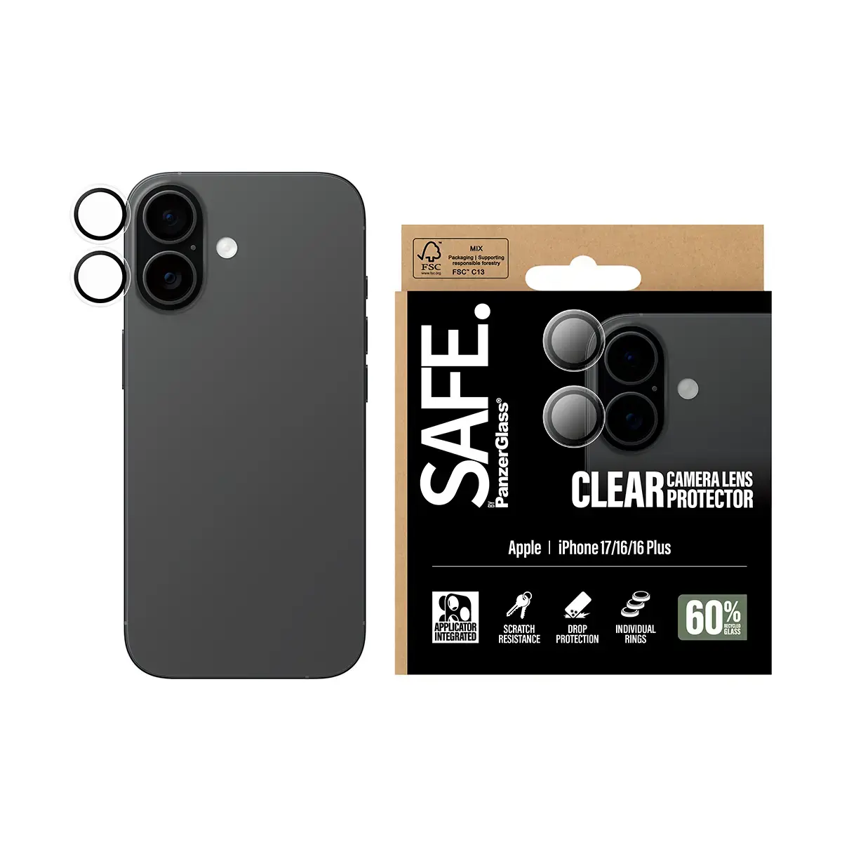 Kameru objektīva aizsargs PanzerGlass SAFE iPhone 17 16 16 Plus Photo 2