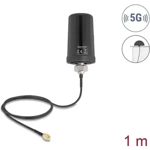 Внешняя антенна DELOCK 81473 — 5G LTE, GNSS, Wi‑Fi 6, разъем SMA, усиление 1.1–4.0 dBi, всенаправленная