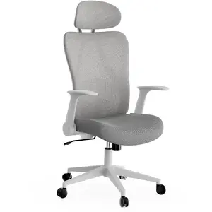 Офисное кресло Sense7 Noxo White-Grey — эргономичное регулируемое кресло с поддержкой поясницы и регулировкой высоты