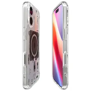 Protective phone case Spigen Ultra Hybrid Mag for iPhone 17 MagSafe, clear, hard back, flexible bumper