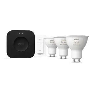 Philips komplekts: 3 GU10 LED spuldzes 6W, 3000K, 400 lm, CRI 90 + slēdzējs ar dimmeri + Bridge Pro