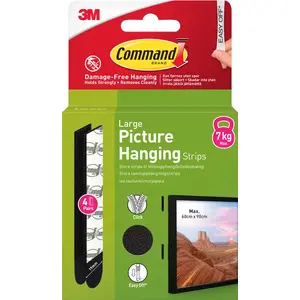 Command Strips, 3M large, pack of 4, black — removable wall fasteners