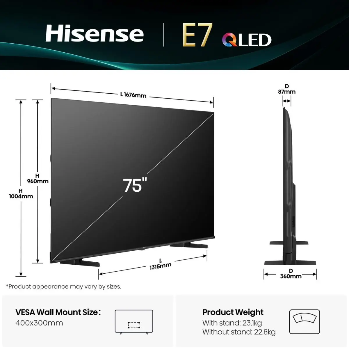 Hisense 75E7Q 75-Inch 4K QLED Smart TV Photo 2