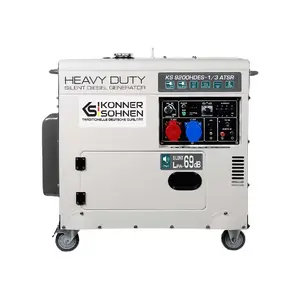 Dzinēja ģenerators Könner & Söhnen KS 9200HDES-1/3 ATSR — 7000 W, 400 V, degvielas tvertne 11 L, nerūsējošais tērauds, 4 riteņi