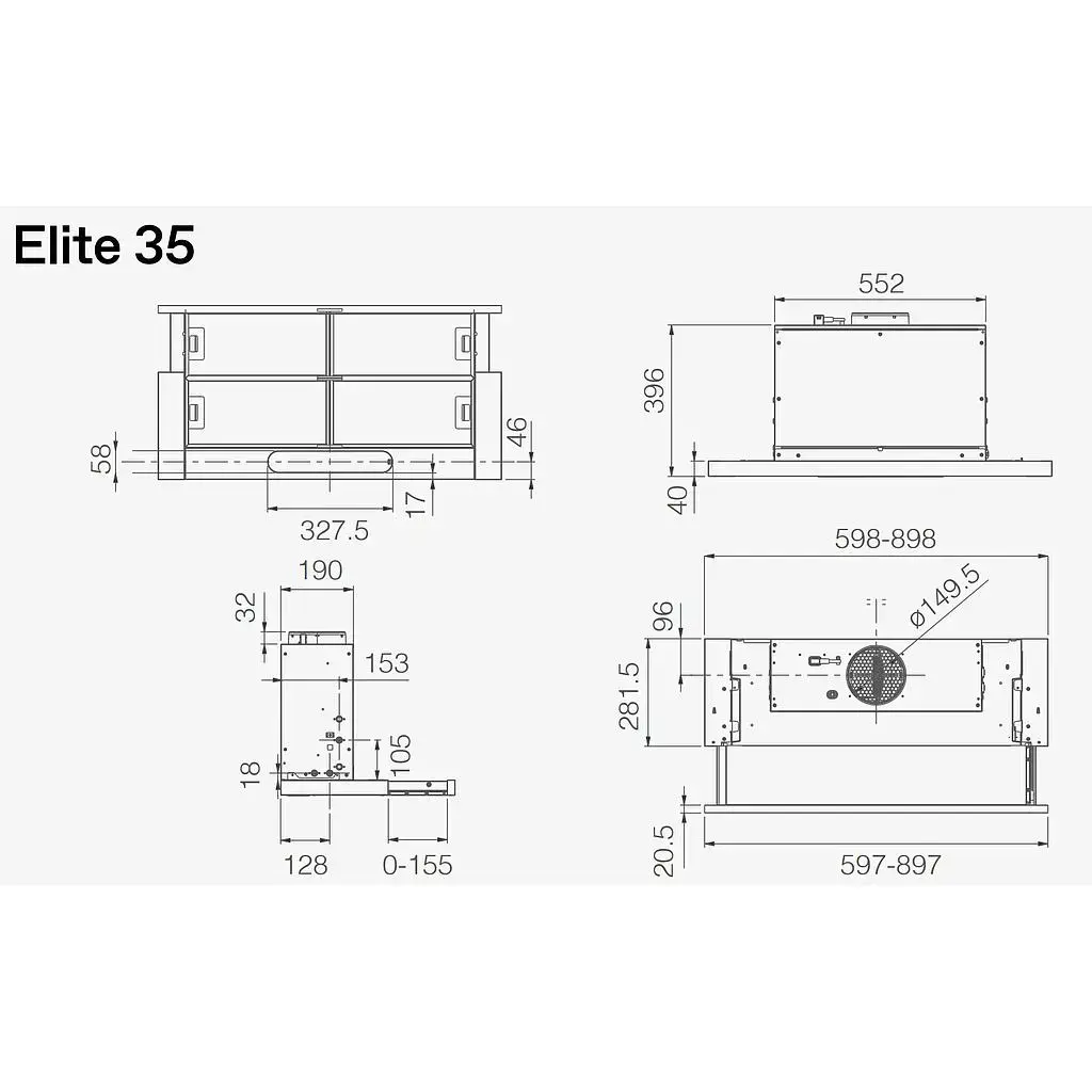 Встраиваемая вытяжка ELICA ELITE 35 BL/A/60 GFB Photo 2