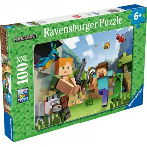 Пазл Ravensburger Puzzle XXL 100 деталей Minecraft — крупные элементы для детей и поклонников