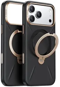 Phone case Torras Ostand Spin Vegskin Series for iPhone 17 Pro Max, Black