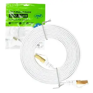 Сетевой кабель CAT7 LAN плоский экранированный S/STP 10Gbps 600MHz 1.5m белый EB707289785# PNI