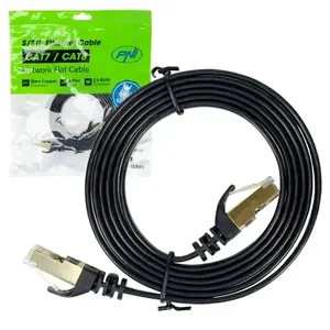 Сетевой кабель CAT7 Плоский экранированный S/STP патч-корд 10Gbps 600MHz 5м Черный EB1985599624# PNI