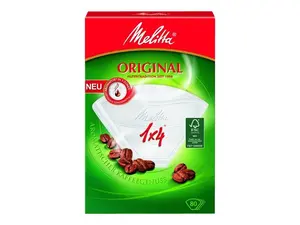 Papīra kafijas filtri MELITTA 1x4 balti Aroma, iepakojumā 80 gab.
