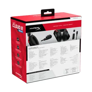 Austi HyperX Cloud III S Wireless Spēļu Austiņas Melni-Sarkanas Bezvadu Bluetooth 20m Diapazons