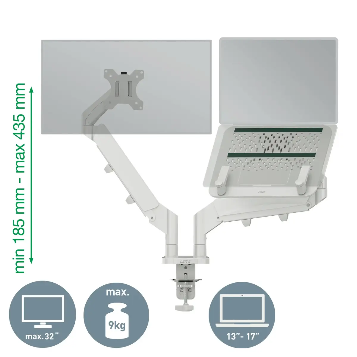Dual Monitor & Laptop Arm Leitz Ergo Space Saving 65380085 Photo 4