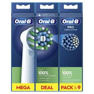 Oral-B CrossAction Toothbrush Heads 9 pcs White