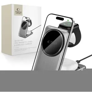 Wireless Charger Tech-Protect QI15W-A42 3IN1 Magnetic MagSafe Space Gray — 15W Qi 3-in-1 Charging Pad