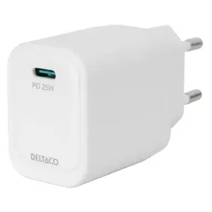 Indoor Charger Deltaco USBC-AC158 12V 1x USB Type-C Fast Charging White