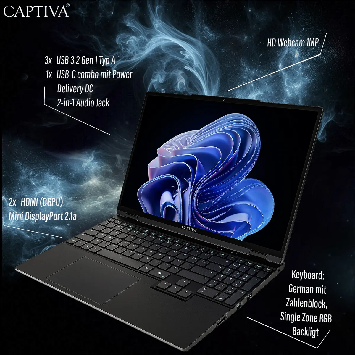 Klēpjdators Captiva 94406 — AMD Ryzen 7 / RTX 5060 Photo 6