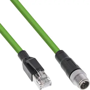 Сетевой кабель InLine M12 8-pin X-coded к RJ45 разъему Cat.6A PUR 20m