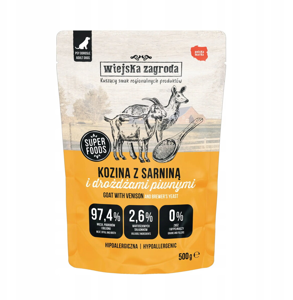 Mitrs barības produkts suņiem wiejskazagroda Kozina