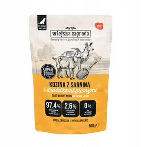 Mitrs barības produkts suņiem wiejskazagroda Kozina ar brieža gaļu, pieaugušiem, 500 g, pilnvērtīgs, 78% mitruma, 10% proteīna
