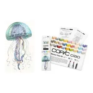 Marker set COPIC Ciao 2D Pastel Palette, nibs 1.0 mm and 6.0 mm, 6 colors