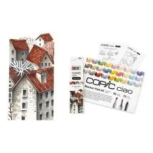 Marķieru komplekts COPIC Ciao 220750204 — 6 gab., 3D Architect Palette, galu izmēri 1.0 mm un 6.0 mm