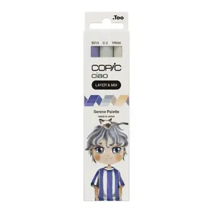 Marker Copic Ciao LAYER & MIX Serene Palette 3 pc Chisel/Brush Beige Blue Cool gray
