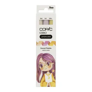 Copic Ciao marķieris LAYER & MIX Sunset Palette 3 gab. Plakanā/OTK Bežs Rozā Dzeltena