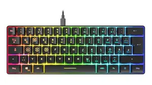 Speedlink LETOS SL-670014-BK Gaming Keyboard 60% Form Factor RF Wireless and USB QWERTZ German Layout RGB LED Backlight Black