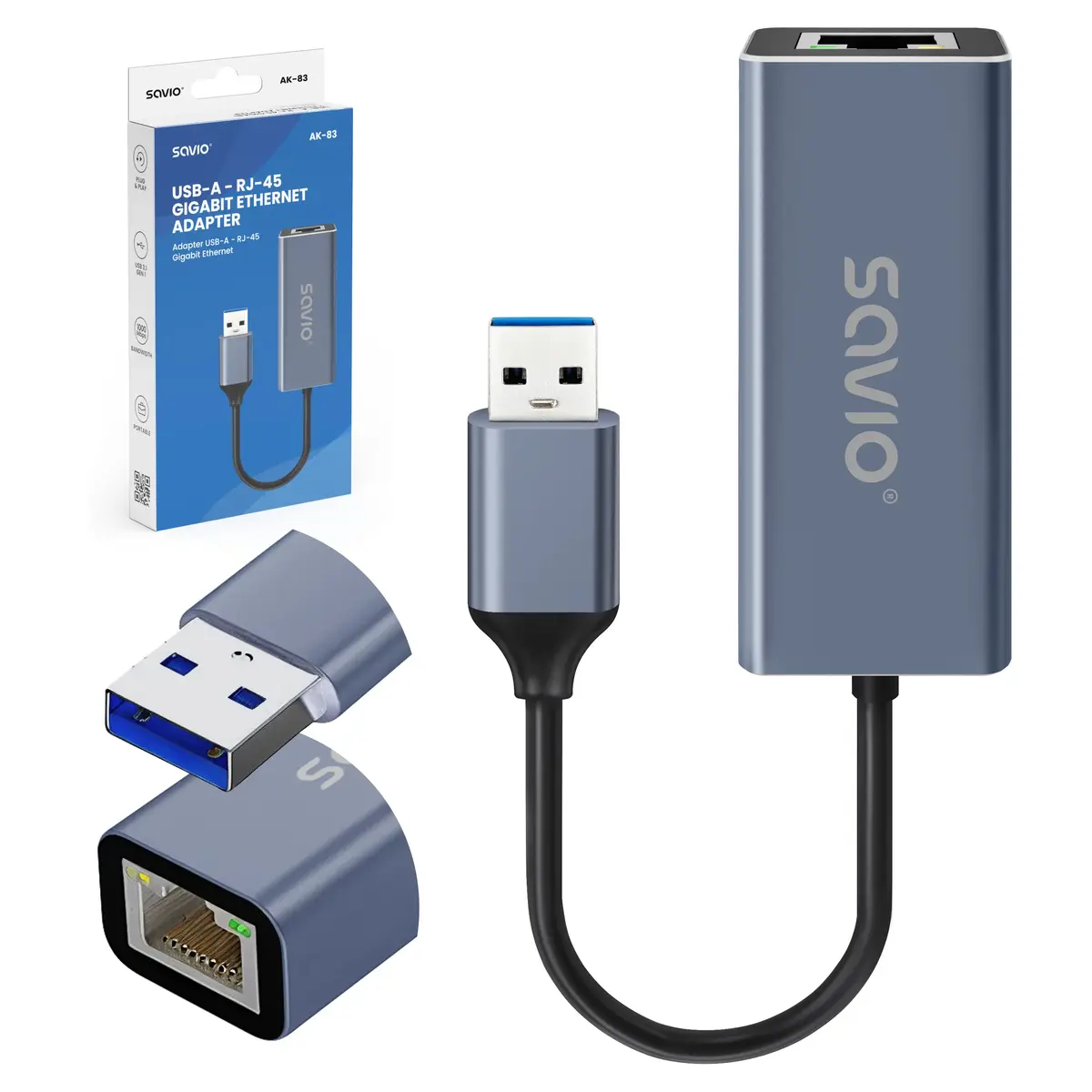 SAVIO AK-83 USB Type-A на RJ-45 сетевой адаптер Photo 2