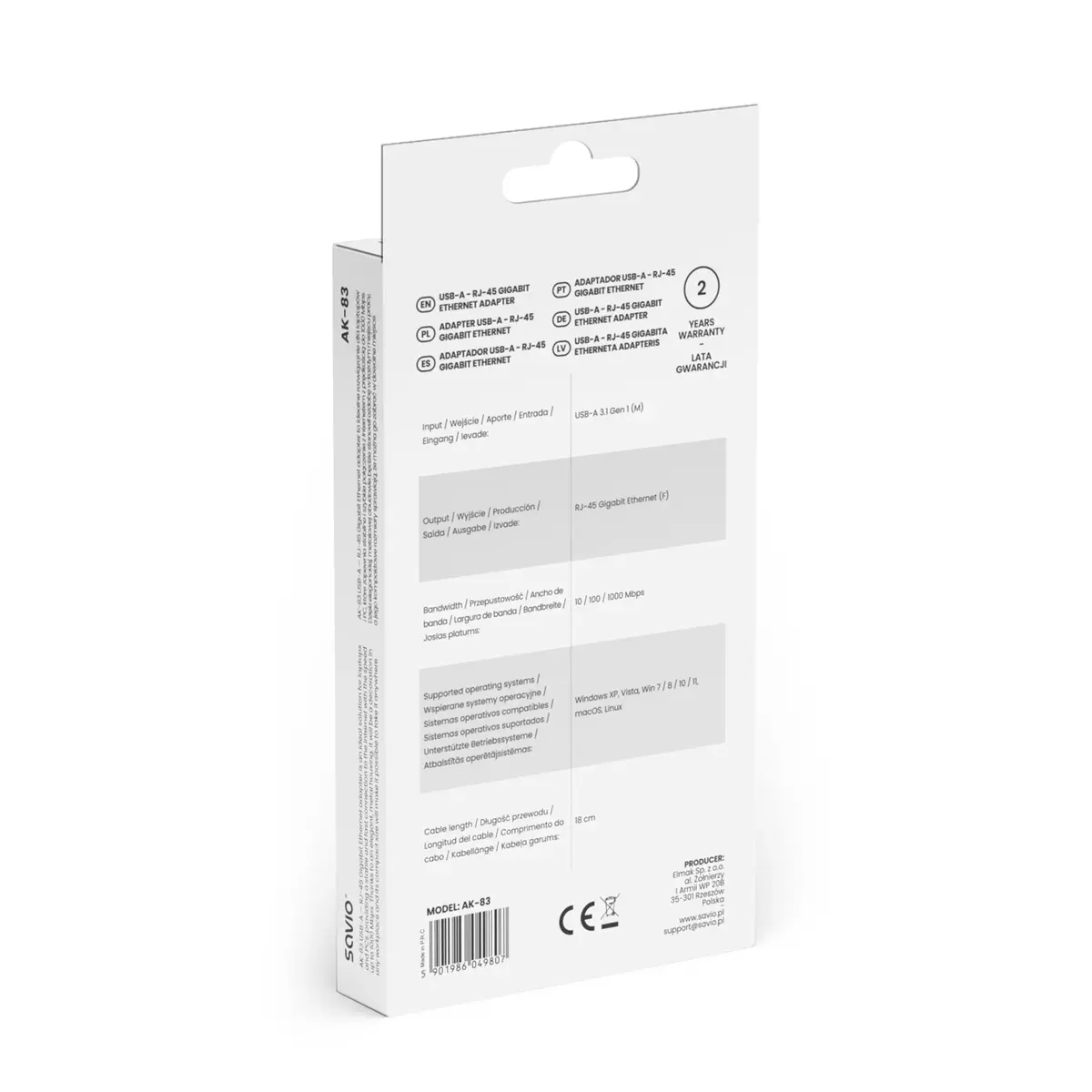 SAVIO AK-83 USB Type-A на RJ-45 сетевой адаптер Photo 5