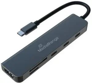 Мультипортовый USB-C адаптер MediaRange MRCS519 — 6 в 1, серебристый