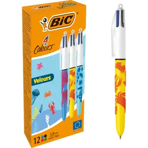 Multifunkcionāla lodīšu pildspalva BIC 4 Colours 12 gab Mirdzoša krāsa