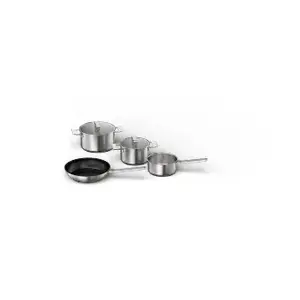Cookware set Bosch HEZ9SE040 — stainless steel mixed set for ceramic and induction hobs, includes lids, oven- and dishwasher-safe