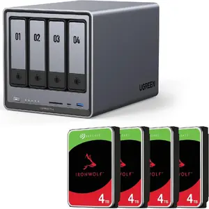 NAS enclosure UGREEN DXP4800 Plus with 16TB (4×4TB) SATA drives, 4-bay RAID-ready