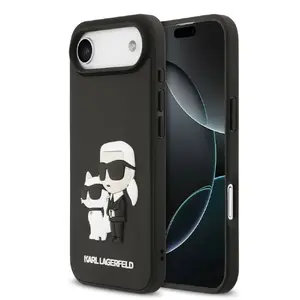 Чехол Karl Lagerfeld для iPhone — Air 3D Rubber черный с дизайном Karl и Choupette