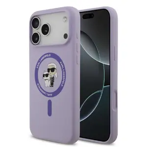 Чехол Karl Lagerfeld для iPhone 17 Pro Max жидкий силикон фиолетовый с MagSafe