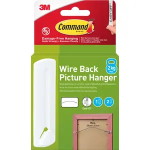 Picture Hanger 3M Command Wire 7100337033 White – 1 Hook, 2 Adhesive Strips